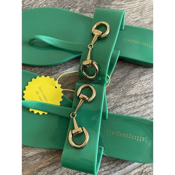 New Jeffrey Campbell A Lil Bit Sandals Jelly Thong ~ Green ~ Sz 9 NEW w tag - Picture 4 of 6